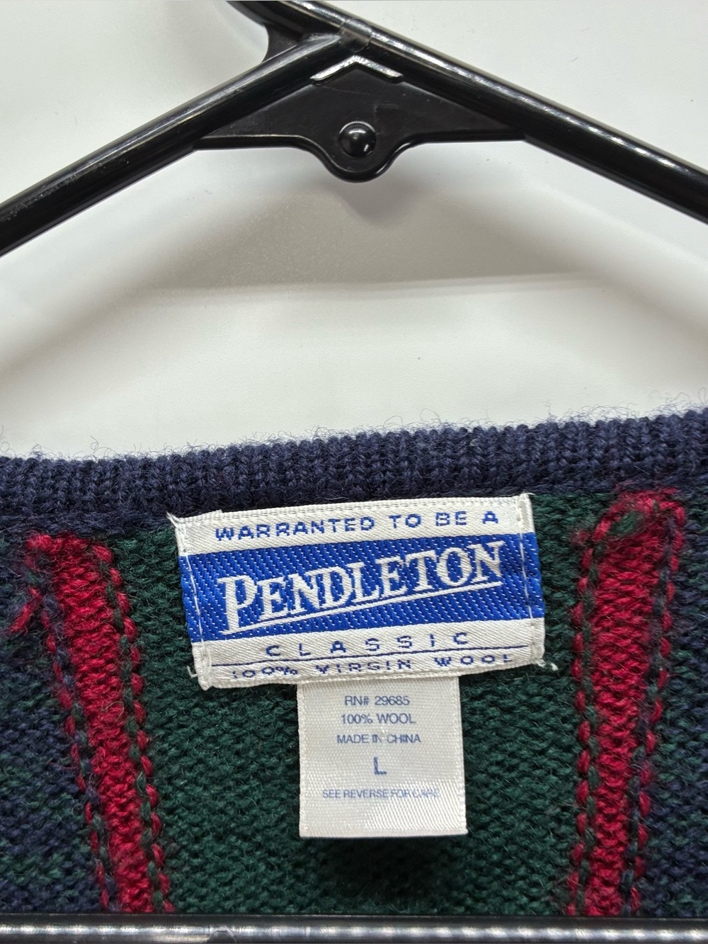 Vintage 90s Pendleton Large Wool Plaid Cardigan Sweater Paisley Button Up Retro - Picture 4 of 5